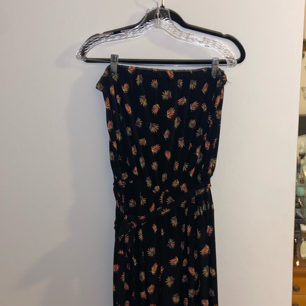 Strapless tropical leaf jumpsuit - size:L